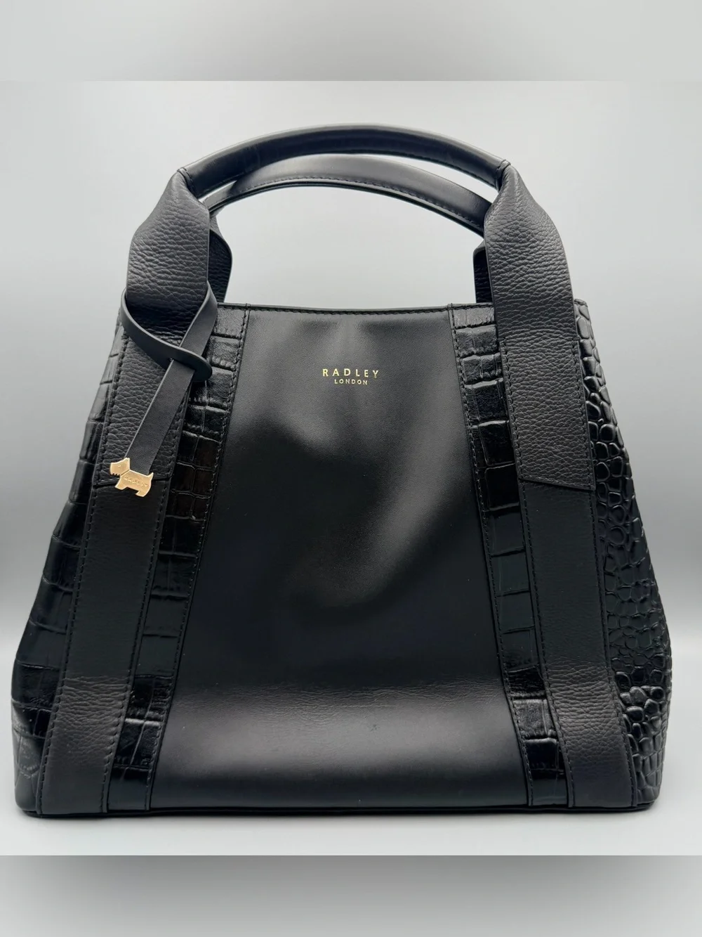 Radley London Leather Baylis Road Zip Around Satche, Black EUC